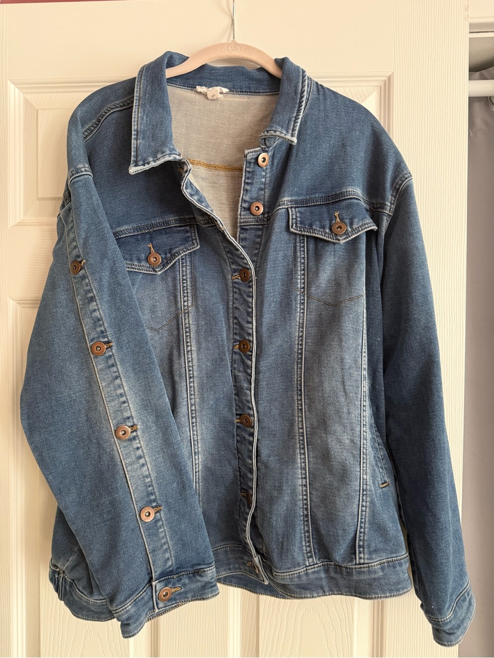 Tribal Jeans Women's Blue Denim Jean Jacket - Casual Button-Up Trucker L/XL sku3